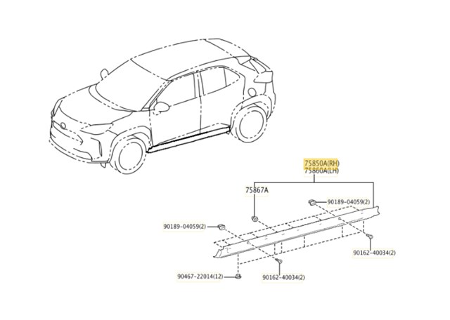 75850K2010 Накладка (молдинг) порога наружная правая купить Ровно