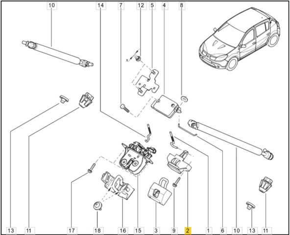 Замок и ручка двери задка 7700791731 RENAULT