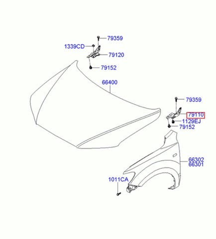 791102B000 HYUNDAI Петля капота левая купить в Каменское