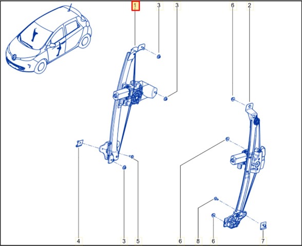RENAULT 807206641R Стеклоподъемник передней правой двери в наличии Павлоград