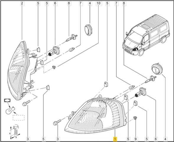 Фара основная левая 8200163516 RENAULT