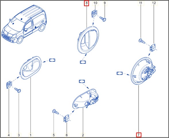RENAULT 8200497655 Ручка двери боковой (сдвижной) внутренняя в наличии Днепр