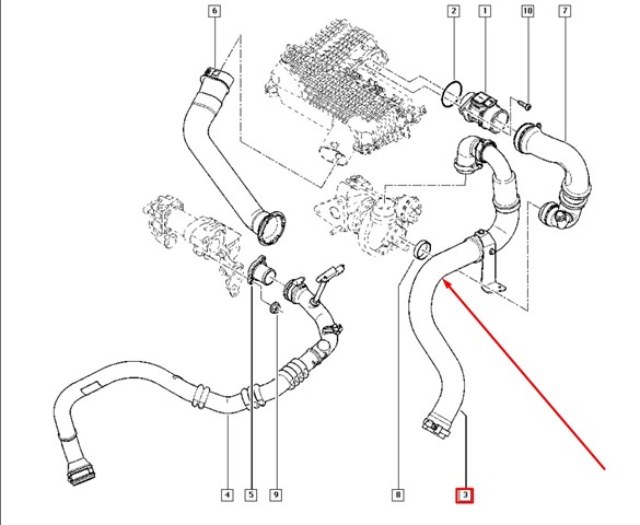 RENAULT 8200599534 Шланг (патрубок) интеркуллера в наличии Николаев