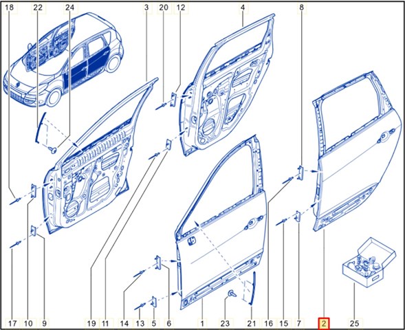 821012747R RENAULT Дверь задняя левая купить в Николаев