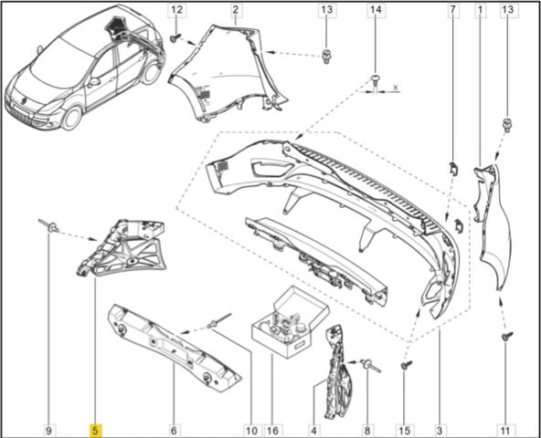 RENAULT 850440007R Кронштейн бампера заднего правый в наличии Ужгород
