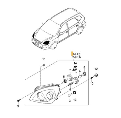 Вставка фары левой 921011D020 HYUNDAI