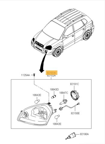 HYUNDAI 921032E020 Левая фара в наличии Украина