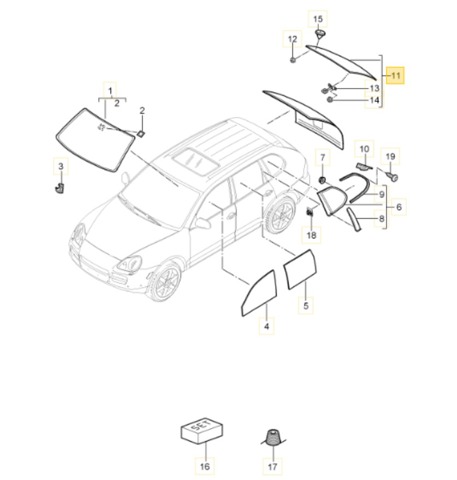 PORSCHE 95554501116 Стекло багажника двери 3/5-й задней (ляды) в наличии Винница