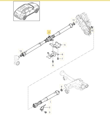 95842101100 PORSCHE Вал карданный задний, в сборе купить в Ровно