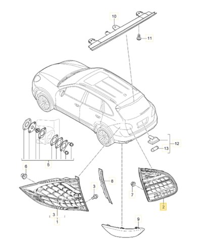 PORSCHE 95863109320 Фонарь задний левый внутренний в наличии Ирпень
