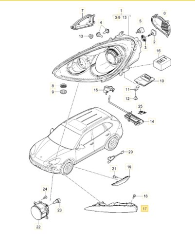 PORSCHE 95863118110 Фара дневного света левая в наличии Тернополь
