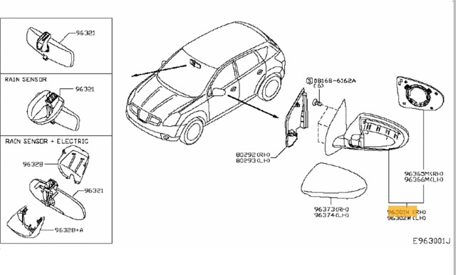 NISSAN 96301BR74A Правое зеркало в наличии Каменское