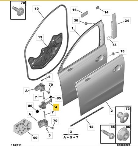 Ограничитель двери передний 9686658480 PEUGEOT
