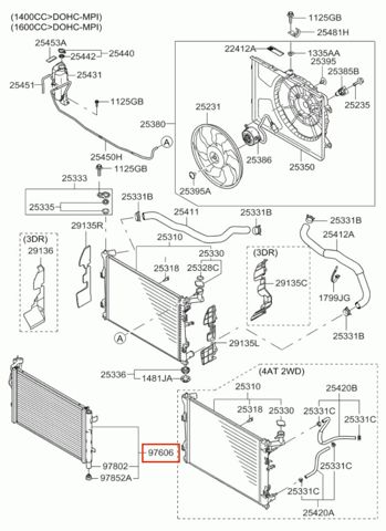 Радиатор охлаждения кондиционера 976061H601 HYUNDAI