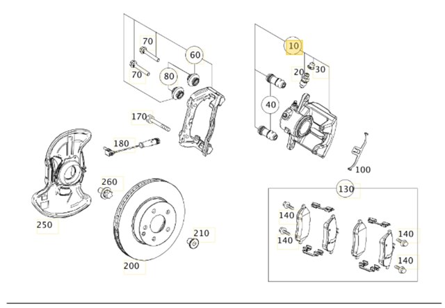 A2044212481 MERCEDES Суппорт тормозной передний правый купить в Житомир