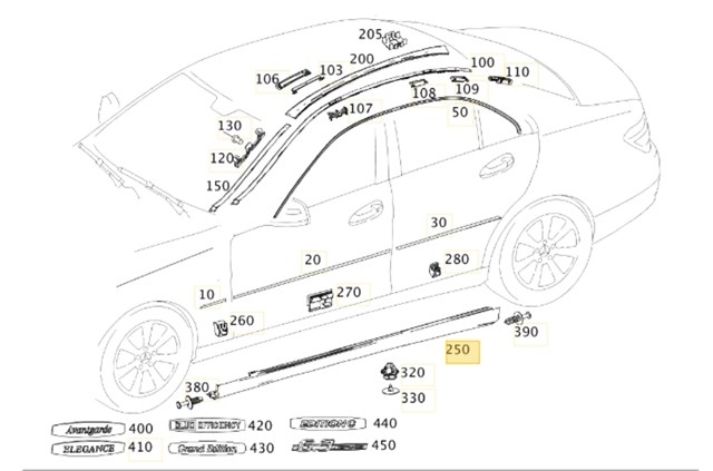 MERCEDES A2046980454 Накладка (молдинг) порога наружная правая в наличии Житомир