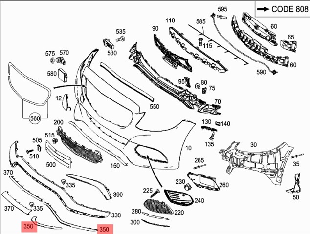 A2058851374 MERCEDES Молдинг бампера переднего левый купить в Киев