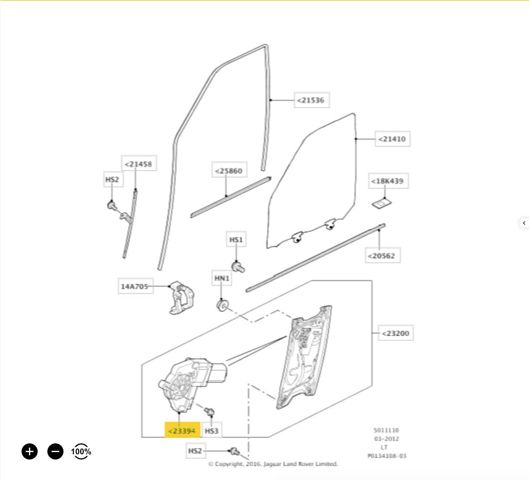Стеклоподъемник передней двери CUH500250 LAND ROVER