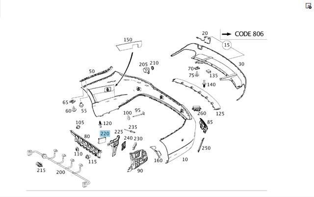Датчик контроля мертвой зоны, задний A0009052504 MERCEDES