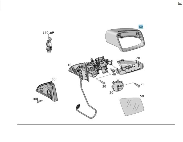 MERCEDES A16681001019040 Накладка (крышка) зеркала заднего вида правая в наличии Тернополь