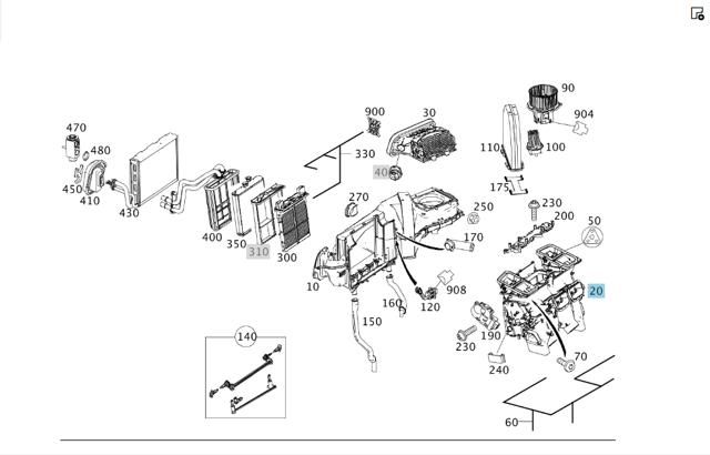 Корпус печки в сборе A2048301503 MERCEDES
