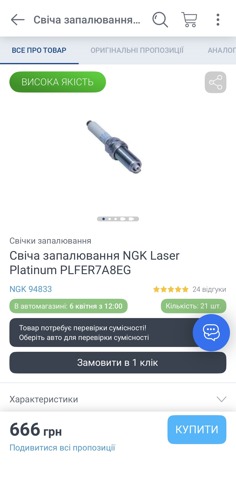 94833 NGK Свечи зажигания купить в Кривой Рог