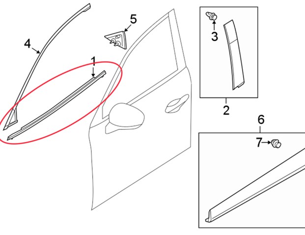Накладка передней двери KB7W50650C MAZDA