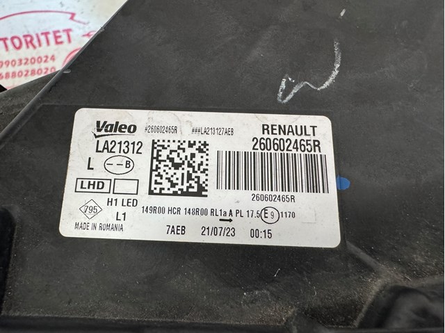 260602465R RENAULT Левая фара купить в Чернигов