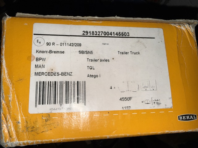 BERAL 2918327004145503 Передние тормозные колодки в наличии Житомир