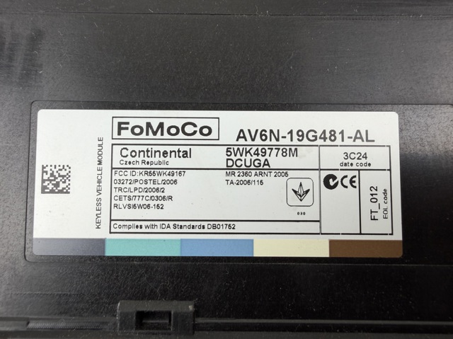 FORD AV6Z19G481E Модуль управления (ЭБУ) иммобилайзером в наличии Черновцы