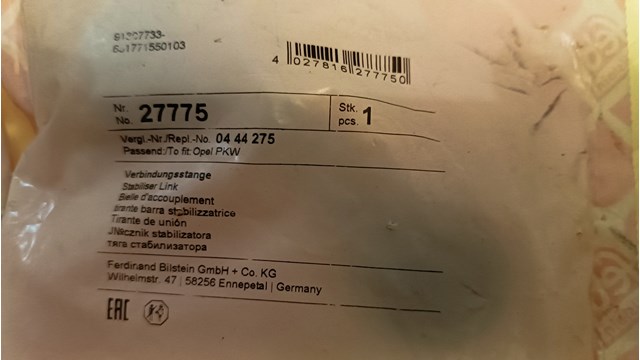 FEBI 27775 Стойка стабилизатора заднего в наличии Полтава