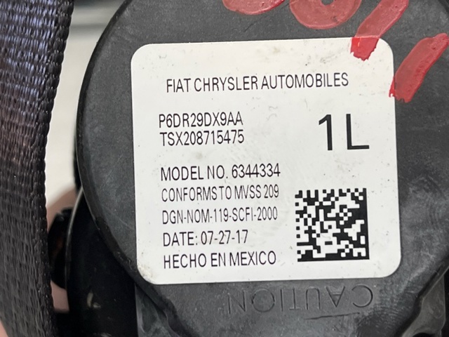 CHRYSLER 6DR29DX9AB Левый ремень безопасности в наличии Черкассы