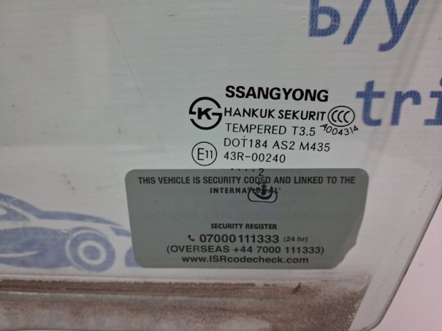 7237634020 SSANG YONG Стекло двери передней левой купить в Николаев