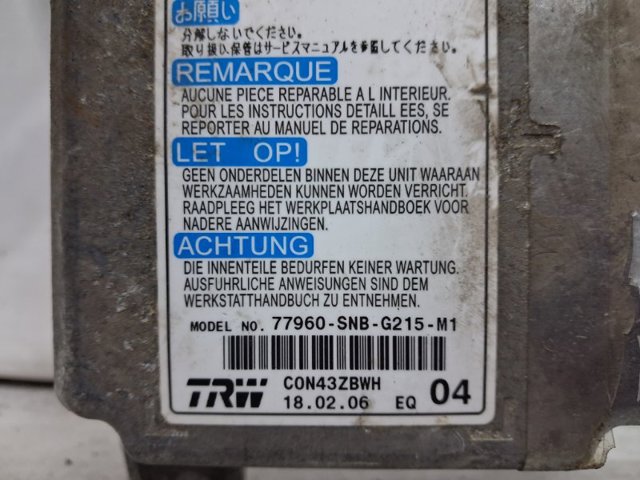 HONDA 77960SNBT02 Модуль-процессор управления подушкой безопасности (ЭБУ AIRBAG) в наличии Хмельницкий
