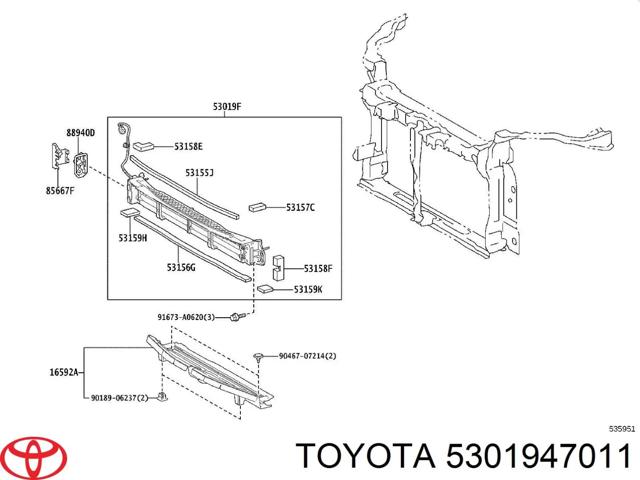 Жалюзи радиатора охлаждения 5301947011 TOYOTA