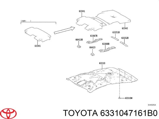 Обшивка крыши 6331047161B0 TOYOTA