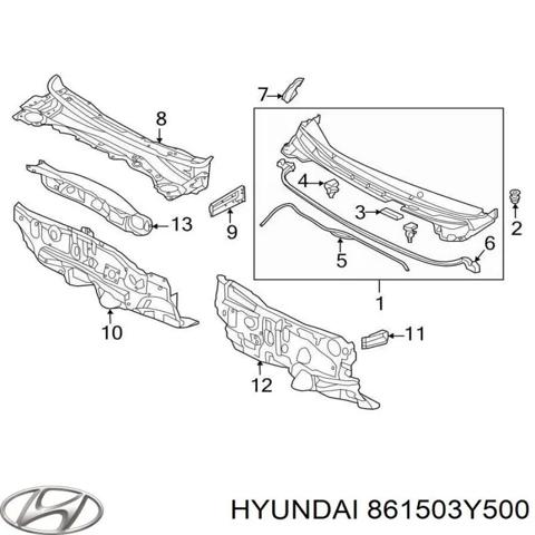 Водосток лобового стекла, жабо 861503Y500 HYUNDAI