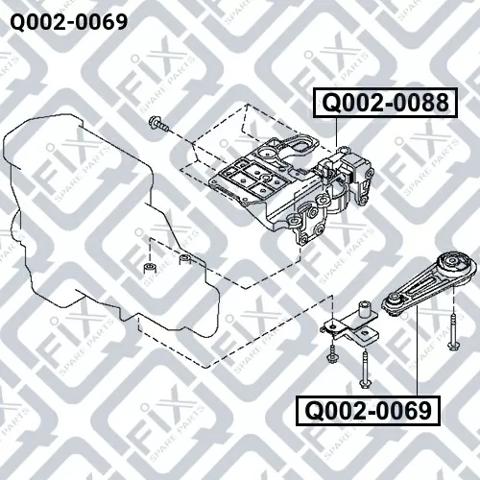 Подушка (опора) двигателя, левая нижняя Q0020069 Q-FIX