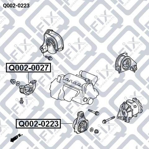 Подушка (опора) двигателя, левая передняя Q0020223 Q-FIX