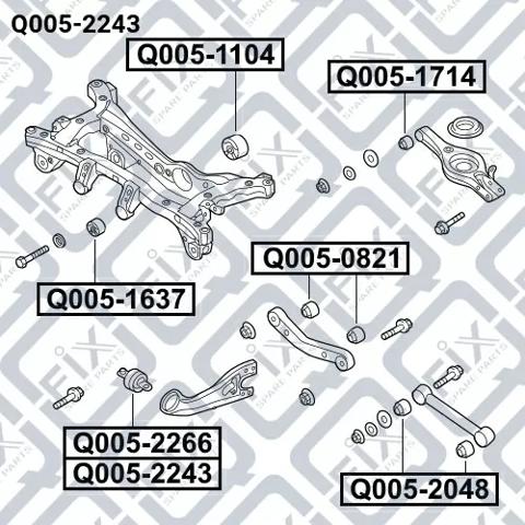 Q0052243 Q-FIX Сайлентблок заднего продольного нижнего рычага купить в Николаев