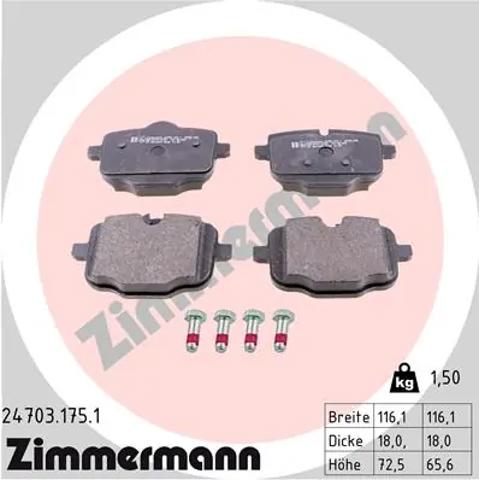 247031751 ZIMMERMANN Колодки тормозные задние дисковые купить в Одесса