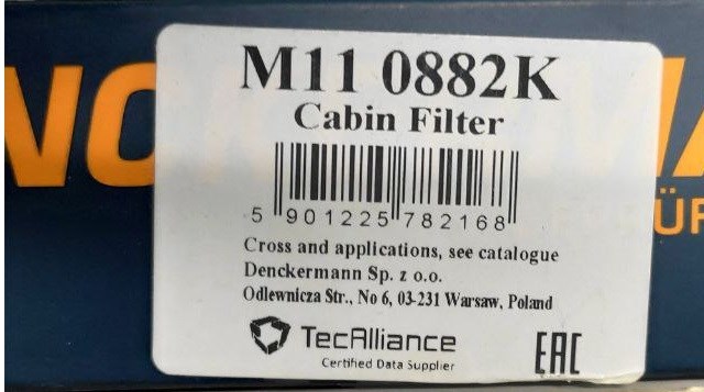 M110882K DENCKERMANN Фильтр салона купить в Черкассы