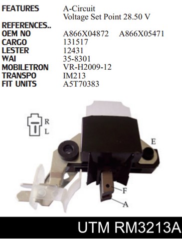 Реле зарядки генератора RM3213A UTM