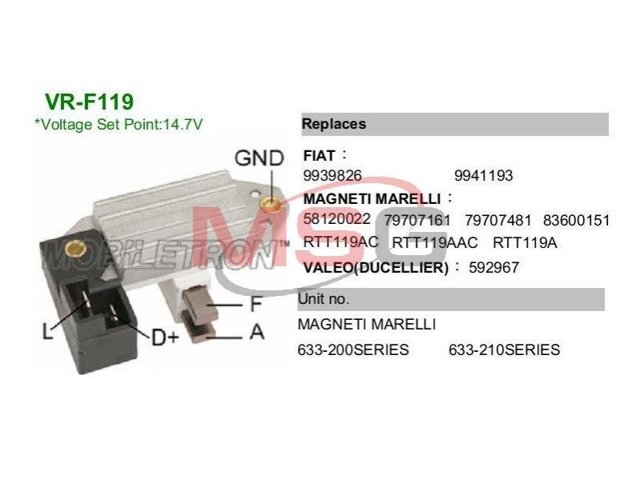 VRF119 MOBILETRON Реле-регулятор генератора (реле зарядки) купить в Хмельницкий