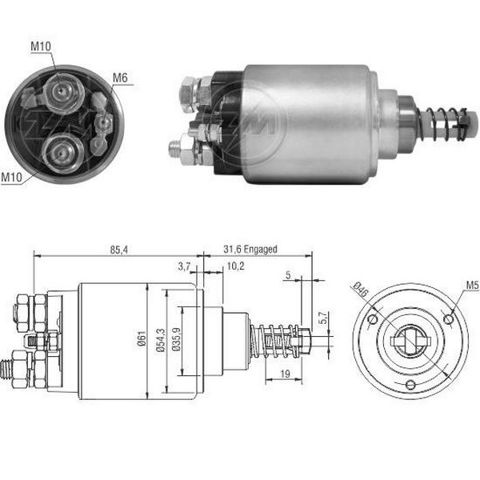 Тяговое реле стартера ZM2735 ZM