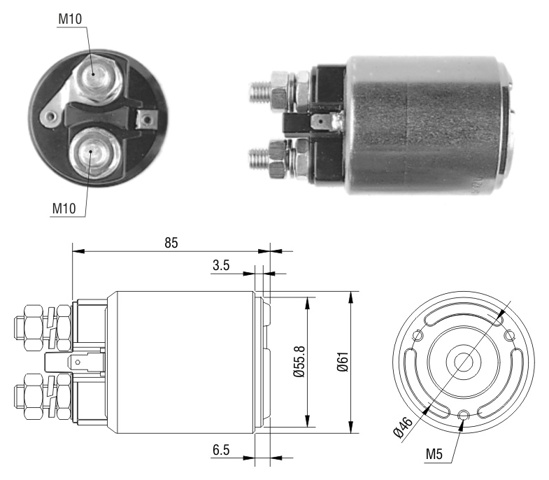 Тяговое реле стартера ZM654 ZM