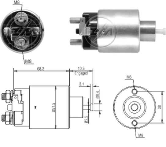 Тяговое реле стартера ZM6995 ZM