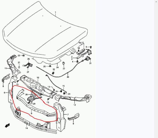 SUZUKI 5822065J00 Суппорт радиатора нижний (монтажная панель крепления фар) в наличии Одесса
