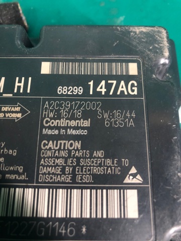 68299147AE CHRYSLER Модуль-процессор управления подушкой безопасности (ЭБУ AIRBAG) купить в Хмельницкий