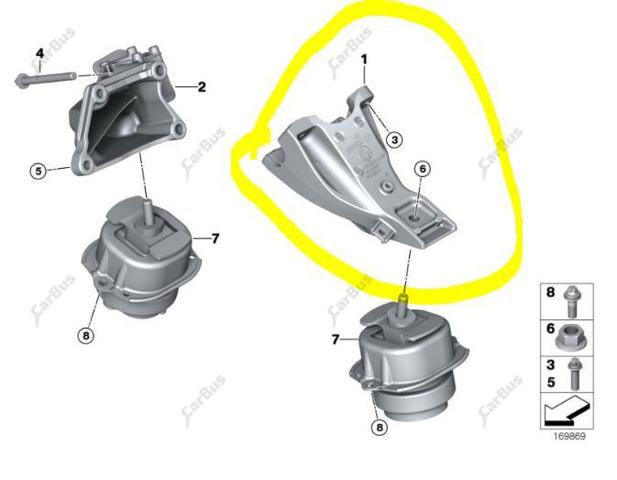 Кронштейн подушки (опоры) двигателя, левой 22116780143 BMW